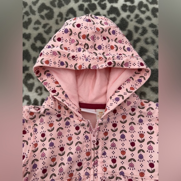 NWOT Sonoma Life + Style Floral Babydoll Full Zip Hoodie Top Pink Size 24 mos - Picture 6 of 16